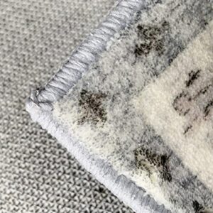 Ultra Soft Boho Distressed Faux Fur Area Rug,Silky Imitation Sheepskin Non-Shedding Stain Resistant Bedroom Floor Sofa Living Room Carpet 2'x4' Grey / Ivory