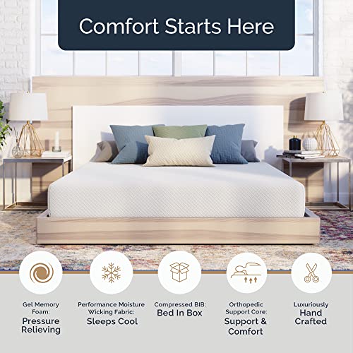 Loosh Twin Size Mattress, 8" Cool Gel Memory Foam Mattress Moisture Wicking Fabric, Cool Sleep & High-Density Orthopedic Support & Comfort - CertiPUR-US Certified, Bed in Box