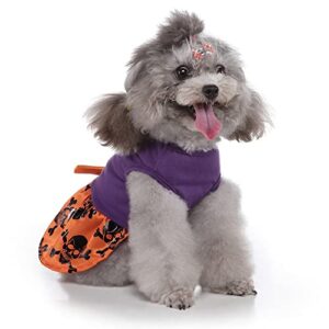 Yoption Halloween Dog Cat Costumes Witch Skeleton Dress, Pet Party Outfits Cosplay Hoodie Funny Puppy Cats Skirt (XL)