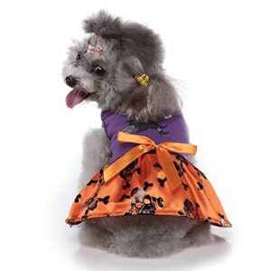 Yoption Halloween Dog Cat Costumes Witch Skeleton Dress, Pet Party Outfits Cosplay Hoodie Funny Puppy Cats Skirt (XL)