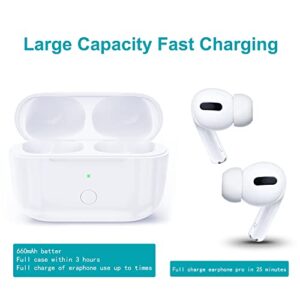 Wireless Charging Case Compatible with AirPods Pro, for Airpods Pro Charger Replacement Cases, Support Bluetooth Pairing&Sync Button,660 Mah Built-in Battery,White (Earbuds Not Included)