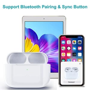 Wireless Charging Case Compatible with AirPods Pro, for Airpods Pro Charger Replacement Cases, Support Bluetooth Pairing&Sync Button,660 Mah Built-in Battery,White (Earbuds Not Included)