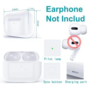 Wireless Charging Case Compatible with AirPods Pro, for Airpods Pro Charger Replacement Cases, Support Bluetooth Pairing&Sync Button,660 Mah Built-in Battery,White (Earbuds Not Included)