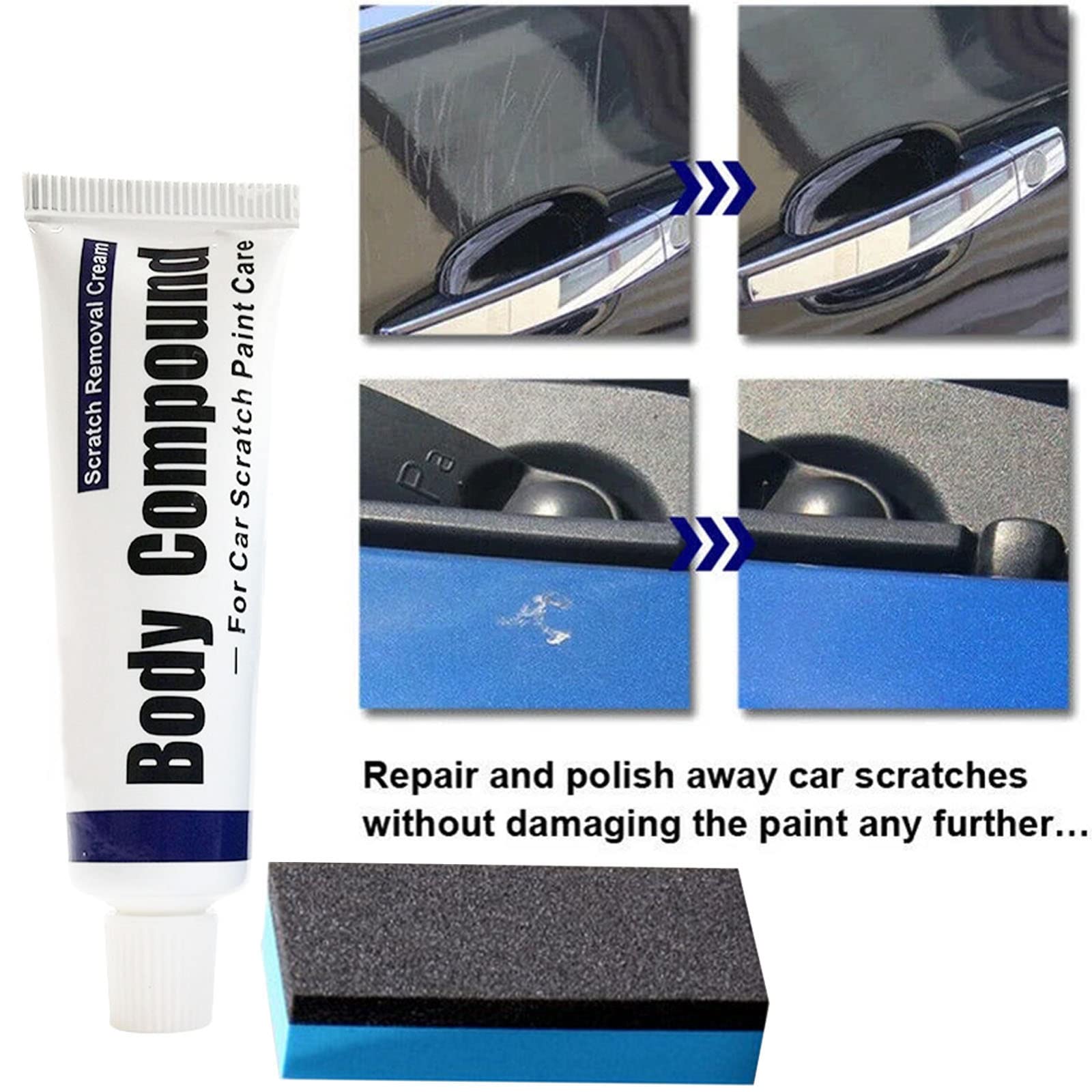 NIUBB Car Scratch Repair Polishing Wax Kit Sponge Body Compound Wax Car Body Compound Scratch Remover Vehicle Paint Scratch Removal Auto Paint Scratch Remover Kit Scratch Remover for Vehicles