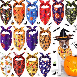 14 pcs halloween dog bandanas dog bib dog scarf pet bandana dog handkerchief for small medium large dogs accessories halloween party pet costume (honor pattern)