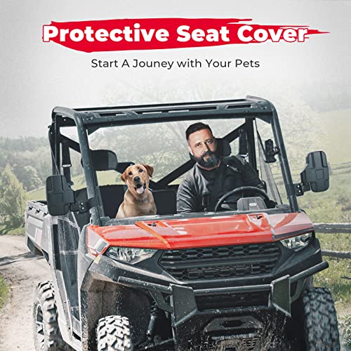 KEMIMOTO UTV Seat Covers Upgraded w/Headrest Cover Compatible with Polaris Ranger XP 1000 2017-2021 Seat Cover Set Split Bench Seat Covers Accessories (Crew Fits Front Seat Only)