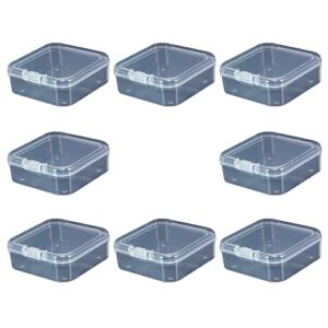 8 pieces small plastic box with lids square plastic containers clear plastic boxes craft containers plastic beads storage containers box for beads jewelry small items, 2.1x2.1x0.79 inches
