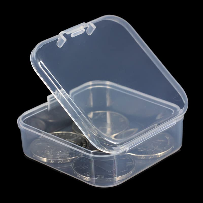 8 Pieces Small Plastic Box with Lids Square Plastic Containers Clear Plastic Boxes Craft Containers Plastic Beads Storage Containers Box for Beads Jewelry Small Items, 2.1x2.1x0.79 Inches