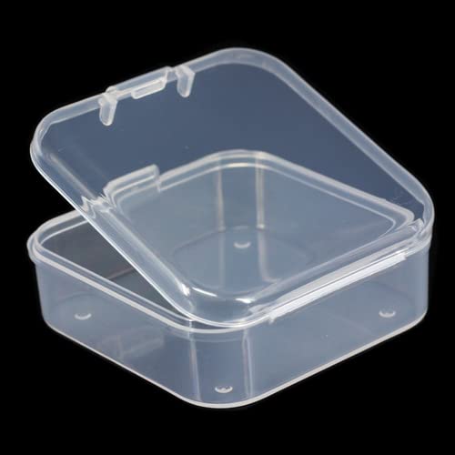 8 Pieces Small Plastic Box with Lids Square Plastic Containers Clear Plastic Boxes Craft Containers Plastic Beads Storage Containers Box for Beads Jewelry Small Items, 2.1x2.1x0.79 Inches