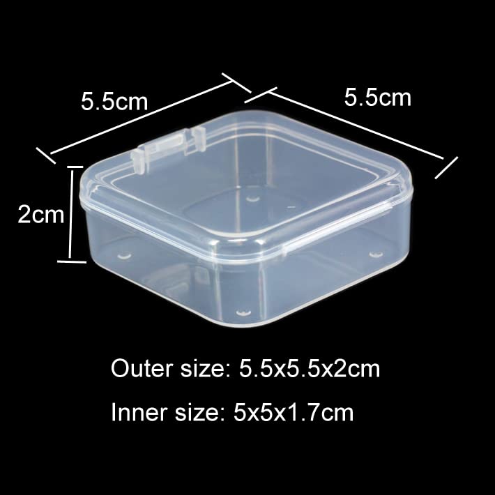 8 Pieces Small Plastic Box with Lids Square Plastic Containers Clear Plastic Boxes Craft Containers Plastic Beads Storage Containers Box for Beads Jewelry Small Items, 2.1x2.1x0.79 Inches