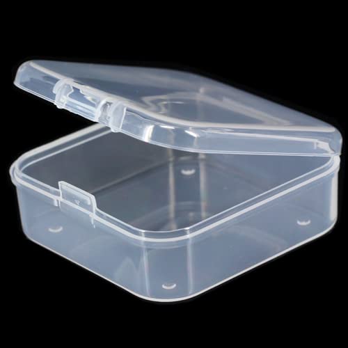 8 Pieces Small Plastic Box with Lids Square Plastic Containers Clear Plastic Boxes Craft Containers Plastic Beads Storage Containers Box for Beads Jewelry Small Items, 2.1x2.1x0.79 Inches