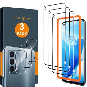 【3+3 pack】coolpow designed for oneplus nord n200 5g screen protector plus one nord n200 5g screen protector tempered glass cell phone film, 【easyinstall tool 】,9h hardness, ultra hd, scratch resistant