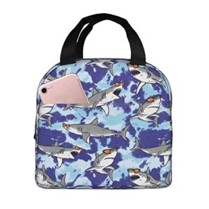 Majoug Funny Shark Lunch Bags Cooler Tote Organizer Bags Reusable Lunch Box