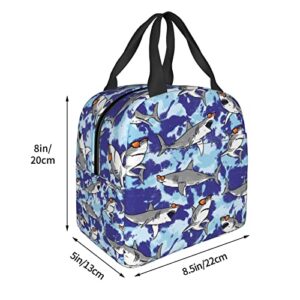 Majoug Funny Shark Lunch Bags Cooler Tote Organizer Bags Reusable Lunch Box