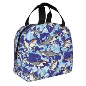 Majoug Funny Shark Lunch Bags Cooler Tote Organizer Bags Reusable Lunch Box