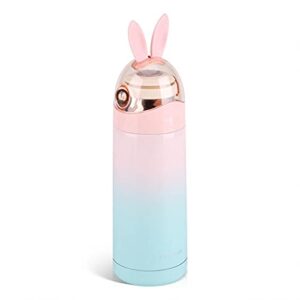 Cute Rabbit Cartoon Kids Vacuum Insulated Mug, 350ML Kids Stainless Steel Vacuum Insulated Mug Hot Water Bottle Travel Cup for Baby Hot Water (Pink + Green), Cute Rabbit Cartoon Kids Vacuum Insul