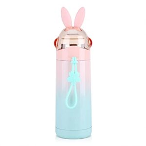 Cute Rabbit Cartoon Kids Vacuum Insulated Mug, 350ML Kids Stainless Steel Vacuum Insulated Mug Hot Water Bottle Travel Cup for Baby Hot Water (Pink + Green), Cute Rabbit Cartoon Kids Vacuum Insul