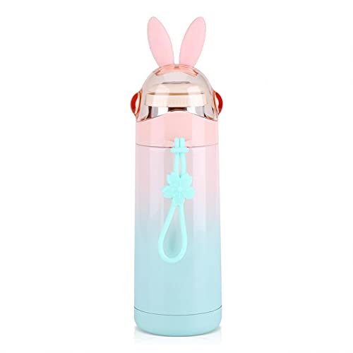 Cute Rabbit Cartoon Kids Vacuum Insulated Mug, 350ML Kids Stainless Steel Vacuum Insulated Mug Hot Water Bottle Travel Cup for Baby Hot Water (Pink + Green), Cute Rabbit Cartoon Kids Vacuum Insul