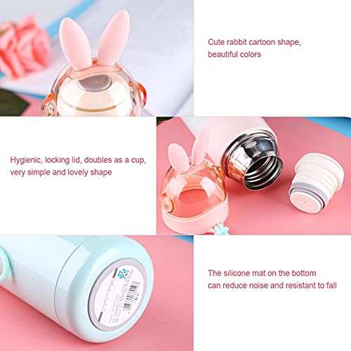 Cute Rabbit Cartoon Kids Vacuum Insulated Mug, 350ML Kids Stainless Steel Vacuum Insulated Mug Hot Water Bottle Travel Cup for Baby Hot Water (Pink + Green), Cute Rabbit Cartoon Kids Vacuum Insul