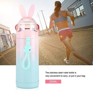 Cute Rabbit Cartoon Kids Vacuum Insulated Mug, 350ML Kids Stainless Steel Vacuum Insulated Mug Hot Water Bottle Travel Cup for Baby Hot Water (Pink + Green), Cute Rabbit Cartoon Kids Vacuum Insul