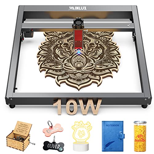 WAINLUX JL7 Laser Engraver Cutter 60W, Laser Engraving Machine Real 10W Compressed Spot 0.05*0.08mm, Support LightBurn, BT Connection, 15.7''x15.7'' Area, DIY CNC Laser Engraving for Wood Metal Glass