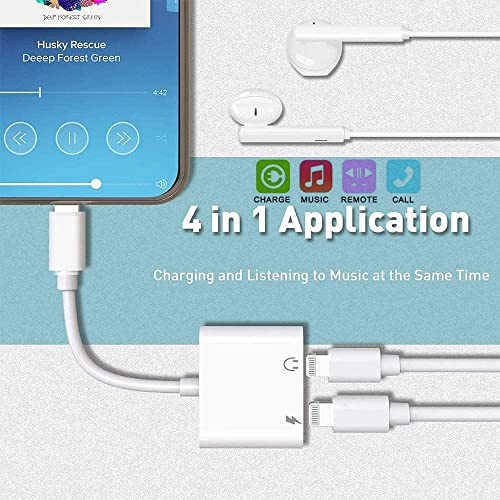 [Apple MFi Certified] 2PACK Dual Lightning Headphone Adapter for iPhone Splitter Audio and Charge Support All iOS System Compatible with iPhone 14/13/12/11/XS/XR/8/7/6