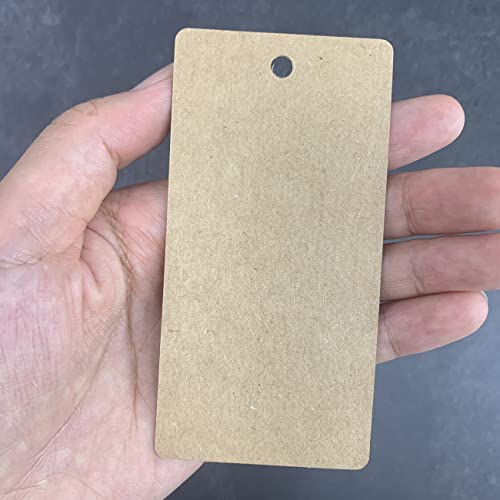 100 PCS Kraft Paper Gift Tag, Blank Rectangle Marking Tags,Price Tags with 100ft Natural Jute Twine, 3.9" x 1.9" ,Brown