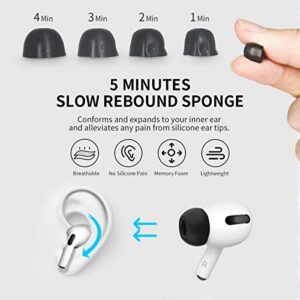 [4 Pairs] for Airpods Pro Ear Tips (Memory Foam), Replacement Ear Tips for Airpods Pro with Noise Reduction Hole | Fit in The Charging Case | with Portable Storage Box (Black/Grey/Orange/Mint Blue)