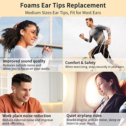 [4 Pairs] for Airpods Pro Ear Tips (Memory Foam), Replacement Ear Tips for Airpods Pro with Noise Reduction Hole | Fit in The Charging Case | with Portable Storage Box (Black/Grey/Orange/Mint Blue)