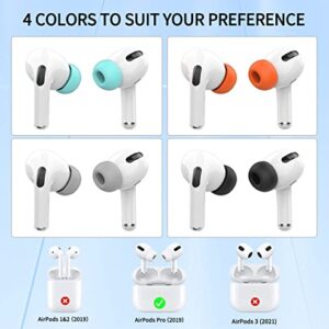 [4 Pairs] for Airpods Pro Ear Tips (Memory Foam), Replacement Ear Tips for Airpods Pro with Noise Reduction Hole | Fit in The Charging Case | with Portable Storage Box (Black/Grey/Orange/Mint Blue)