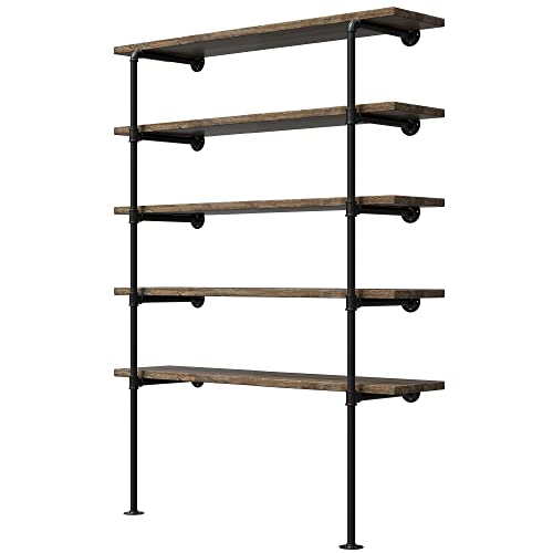 (14"Deep, 2Pcs)Industrial Retro Wall Mount Iron Pipe Shelf,DIY Open Bookshelf,Hung Bracket,Home Improvement Kitchen Shelves,Tool Utility Shelves, Office Shelves, Bookshelves and bookcases