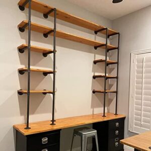 (14"Deep, 2Pcs)Industrial Retro Wall Mount Iron Pipe Shelf,DIY Open Bookshelf,Hung Bracket,Home Improvement Kitchen Shelves,Tool Utility Shelves, Office Shelves, Bookshelves and bookcases