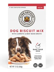 king arthur baking company dog biscuit mix, beef bone broth & carrot, homemade dog treats, 12oz