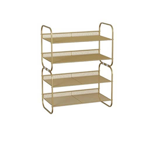 Shoe Rack Shoe Shelf Stackable Shoe Rack 4 Tier Shoe Rack, Stackable and Adjustable Sturdy Metal Mesh Shoe Storage Organizer Shelf, Ideal for Entrance, Living Room, Bedroom, Hallway Shoe Bench Stacka