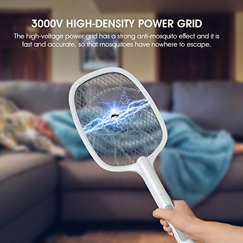 imirror Bug Zapper Racket, 2 in 1 Rechargeable Electric Fly Swatter Mosquito Swatter (2 Pack, 1200mAH)