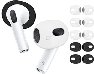 a-focus 5 pairs [ fit in case ] compatible with airpods 3rd ear tips replacement ultra thin grip tips anti slip/scratch eartips earbuds cover skin accessories for new airpod 3, 3 white 2 black