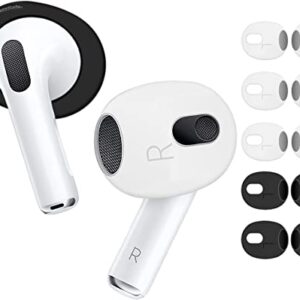 A-Focus 5 Pairs [ Fit in Case ] Compatible with AirPods 3rd Ear Tips Replacement Ultra Thin Grip Tips Anti Slip/Scratch Eartips Earbuds Cover Skin Accessories for New AirPod 3, 3 White 2 Black