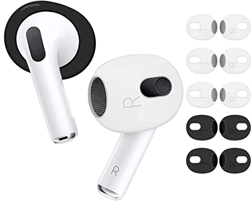 A-Focus 5 Pairs [ Fit in Case ] Compatible with AirPods 3rd Ear Tips Replacement Ultra Thin Grip Tips Anti Slip/Scratch Eartips Earbuds Cover Skin Accessories for New AirPod 3, 3 White 2 Black