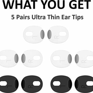 A-Focus 5 Pairs [ Fit in Case ] Compatible with AirPods 3rd Ear Tips Replacement Ultra Thin Grip Tips Anti Slip/Scratch Eartips Earbuds Cover Skin Accessories for New AirPod 3, 3 White 2 Black