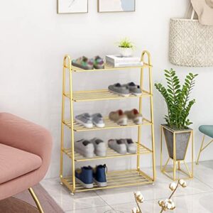 Shoe Rack Shoe Shelf Stackable Shoe Rack Five-Layer Shoe Rack Floor Standing Shoe Shelf Wrought Iron Shoe Storage Rack Entryway Living Room Bedroom Hallway Shoe Storage Organizer Shoe Bench Stackable