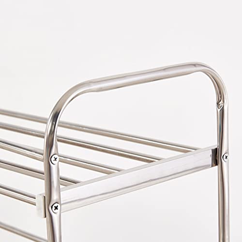 Shoe Rack Shoe Shelf Stackable Shoe Rack 3-Tier Shoe Rack, Stainless Steel Shoe Shelf, Simple Thick Metal Shoe Storage Organizer Rack, Ideal for Entryway Hallway Living Room Bedroom Shoe Bench Stacka