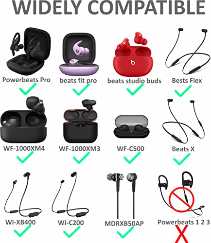 A-Focus 16 Pairs 3.8mm Inner Hole Ear Tips Fit Most in-Ear Earbuds ( Inner Hole 3.8mm -4.5mm ), Replacement Silicone Eartips Compatible with Beats Flex WF-1000XM4 and Powerbeats Pro, Black