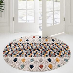 Unique Loom Cherokee Collection Area Rug - Asheville (Round 4' 0" x 4' 0", Multi/ Green)