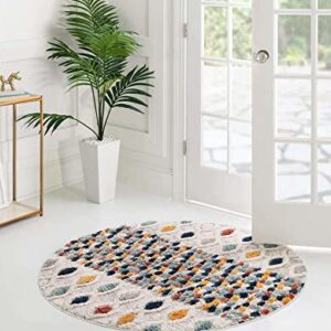 Unique Loom Cherokee Collection Area Rug - Asheville (Round 4' 0" x 4' 0", Multi/ Green)