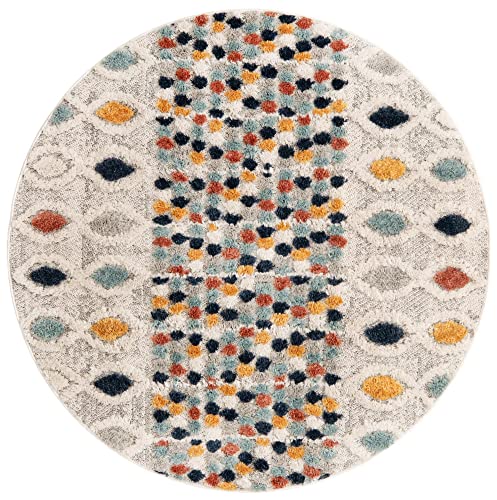 Unique Loom Cherokee Collection Area Rug - Asheville (Round 4' 0" x 4' 0", Multi/ Green)