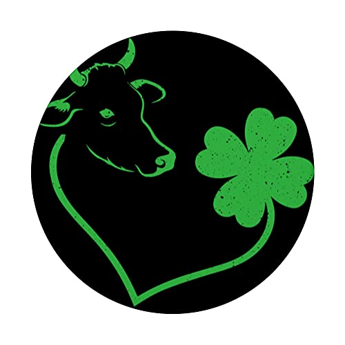 Cow Shamrock Heart Clover Leaf St. Patrick's Day PopSockets Swappable PopGrip