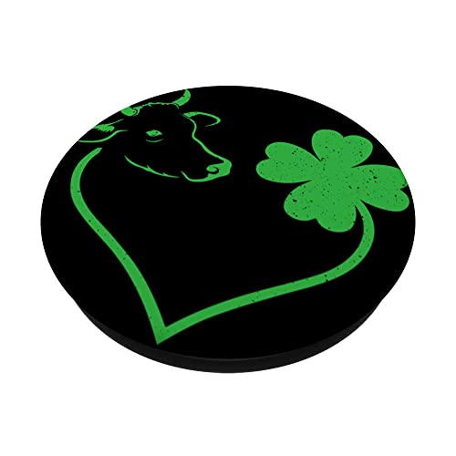 Cow Shamrock Heart Clover Leaf St. Patrick's Day PopSockets Swappable PopGrip