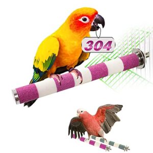 duckiimo bird parrot grinding perch stand, new material process stone not drop sand to trim nails and beak with 304 stainless durable toy for cage accessories., white pink, white gray (dkm220602)