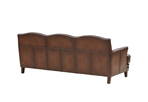 Hydeline Oxford Top Grain Leather Sofa Couch, 86", Caramel Brown