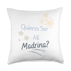 la madrina de bautizo playeras religiosas espanol quieres ser mi madrina de bautizo mexican spanish tia family throw pillow, 18x18, multicolor